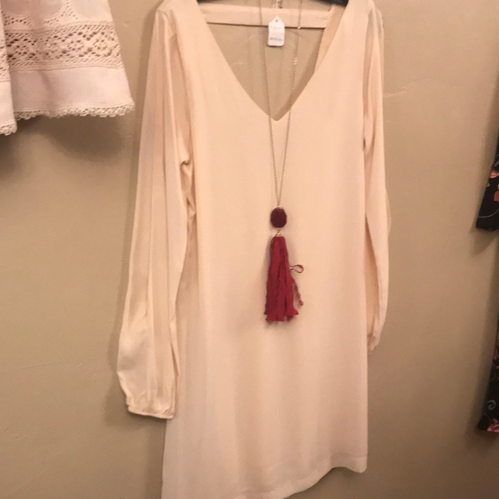 Lined ivory beautiful boho dress